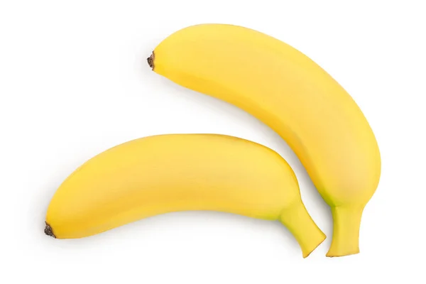 Baby banana απομονωμένη σε λευκό φόντο με μονοπάτι αποκοπής και πλήρες βάθος πεδίου. Στο πάνω μέρος. Επίπεδη — Φωτογραφία Αρχείου