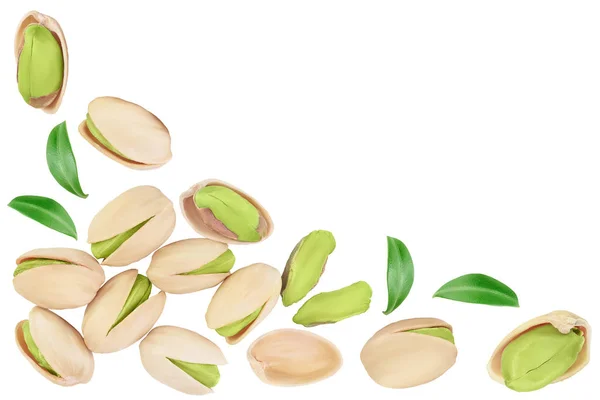 Pistachio isolated on white background with clipping path and full depth of field. Top view with copy space for your text. Flat lay — Stock Photo, Image