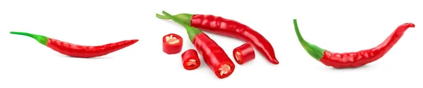 红辣椒在白色背景下被分离出来。 集合或集合 — 图库照片