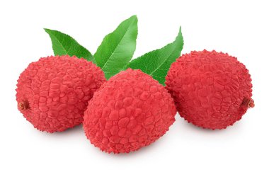 Lychee meyvesi kırpma yolu ve tam derinlik ile beyaz arkaplanda izole