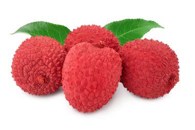 Lychee meyvesi kırpma yolu ve tam derinlik ile beyaz arkaplanda izole