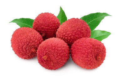 Lychee meyvesi kırpma yolu ve tam derinlik ile beyaz arkaplanda izole