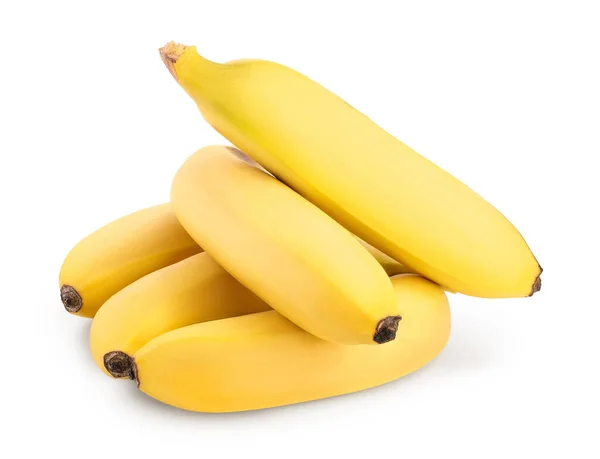 Baby banana απομονωμένη σε λευκό φόντο με μονοπάτι αποκοπής και πλήρες βάθος πεδίου — Φωτογραφία Αρχείου