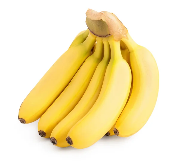 Baby banana bunch isolated on white background with clipping path and full depth of field — 스톡 사진