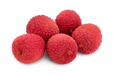 Lychee meyvesi kırpma yolu ve tam derinlik ile beyaz arkaplanda izole