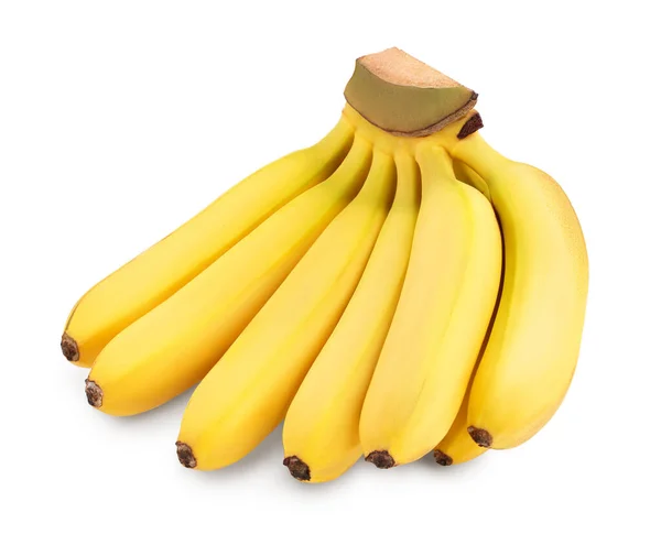 Baby banana bunch isolated on white background with clipping path and full depth of field — Stock Photo, Image