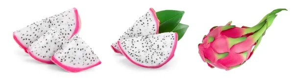 Frutto maturo drago, Pitaya o Pitahaya isolato su sfondo bianco, frutto concetto sano. Set o collezione — Foto Stock