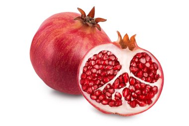 Nar, kırpma yolu ve tam derinlikteki alan ile beyaz arkaplanda izole edildi.