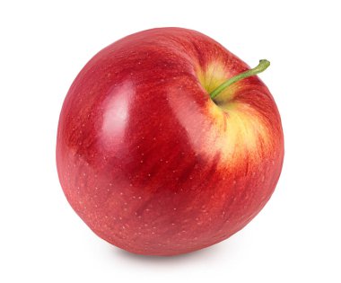 Kırmızılı elma kırpma yolu ve tam derinlik alan ile beyaz arkaplanda izole edildi