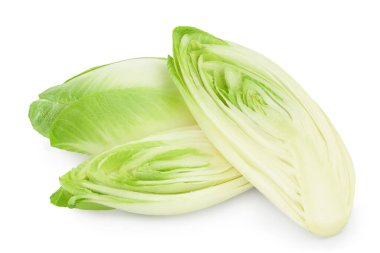 Chicory salatası kırpma yolu ve tam derinlikteki beyaz arkaplanda izole edildi.