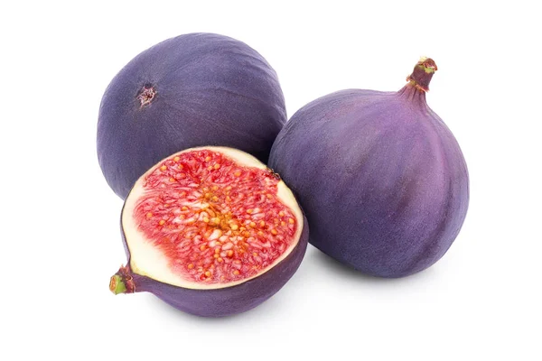 Fresh fig fruit and half isolated on white background — Stock Photo, Image