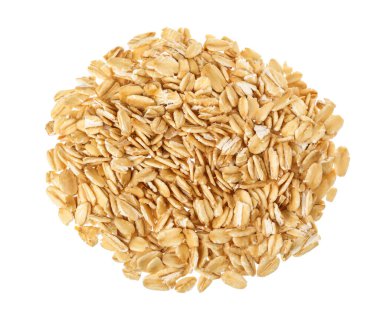 Beyaz arka planda yulaf ezmesi. Üst görünüm