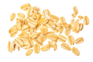 Beyaz arka planda yulaf ezmesi. Üst görünüm