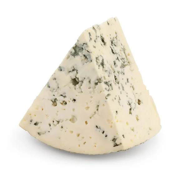 Fromage bleu isolé sur fond blanc avec chemin de coupe et pleine profondeur de champ. — Photo