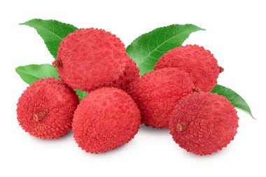 Lychee meyvesi kırpma yolu ve tam derinlik ile beyaz arkaplanda izole