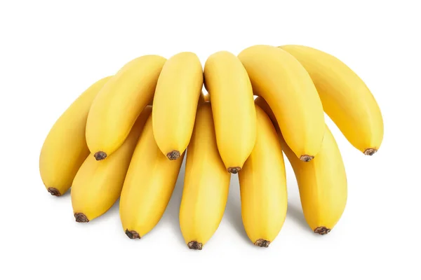 Bananowe banany odizolowane na białym tle ze ścieżką wycinania i pełną głębią ostrości — Zdjęcie stockowe