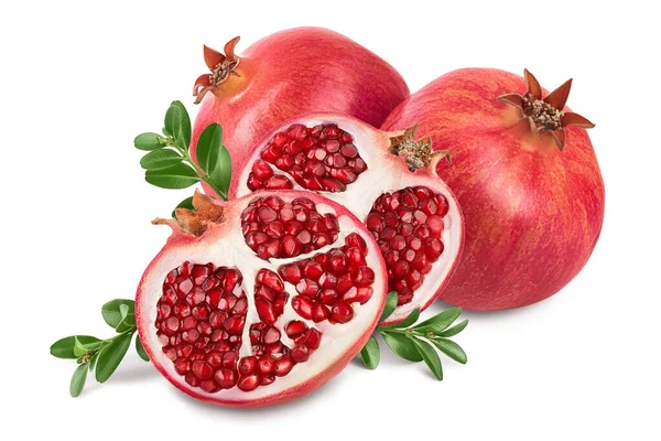 Pomegranate isolated on white background with clipping path and full depth of field. — Stock Photo, Image