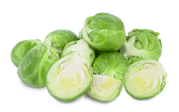 Rosenkohl und halb isoliert auf weißem Hintergrund mit voller Schärfentiefe — Stockfoto