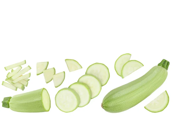 Zucchini oder Knochenmark isoliert auf weißem Hintergrund mit Clipping-Pfad und voller Schärfentiefe. Ansicht von oben. Flache Lage — Stockfoto