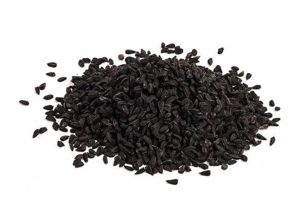 Nigella sativa ou cominho preto isolado no fundo branco — Fotografia de Stock