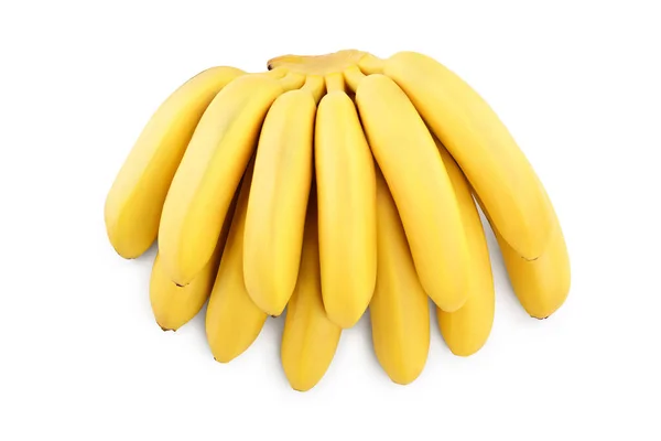 Baby-Bananenstrauß isoliert auf weißem Hintergrund mit Clipping-Pfad und voller Schärfentiefe. Ansicht von oben. flache Lage — Stockfoto