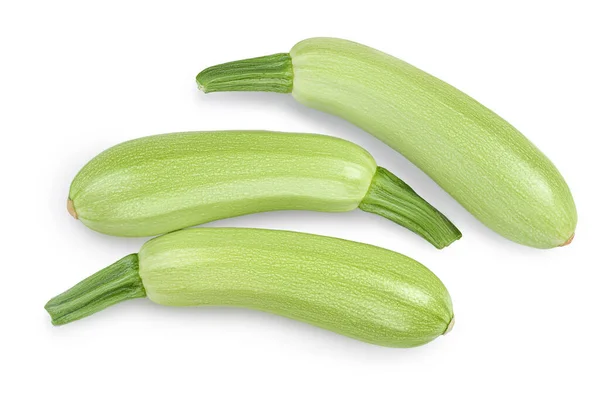 Zucchini eller märg isolerad på vit bakgrund med klippning väg och full skärpedjup. Högst upp. Platt äggläggning — Stockfoto