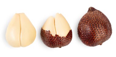 Kırpma yolu ve tüm alan derinliğiyle beyaz arka planda izole edilmiş bir yılan meyvesi. Üst Manzara. Düz yatıyordu. Ayarla ya da topla