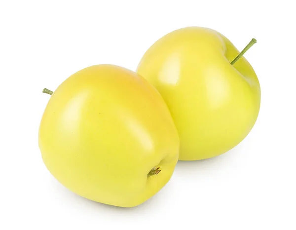 Gele appel geïsoleerd op witte achtergrond met clipping pad en volledige scherptediepte — Stockfoto