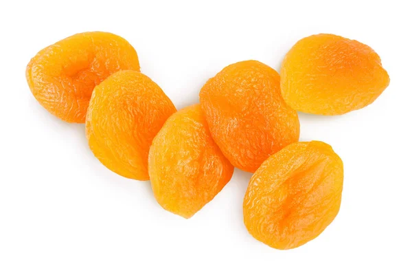 Dried apricots isolated on white background with clipping path and full depth of field. Top view. Flat lay — Stock Photo, Image