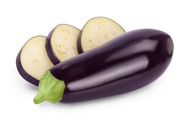 Eggplant eller aubergine isolerad på vit bakgrund med klippning väg och full skärpedjup — Stockfoto