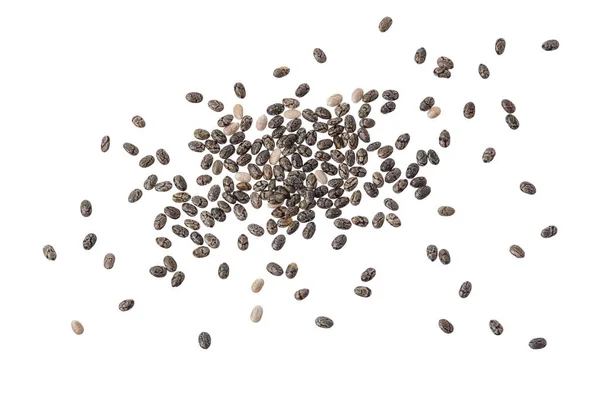 Chia seeds isolated on white background with clipping path and full depth of field. Top view. Flat lay. — Stock Photo, Image