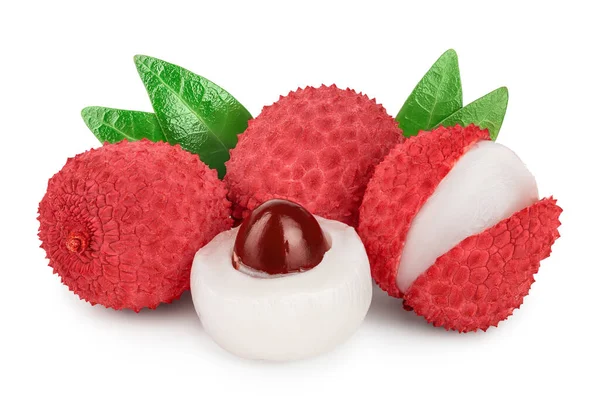 Lychee meyvesi kırpma yolu ve tam derinlik ile beyaz arkaplanda izole