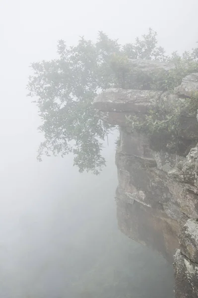 Sandsteinfelsen über tiefem Nebel — Stockfoto