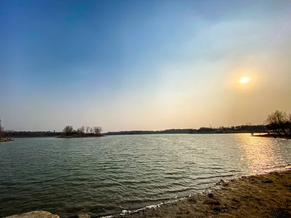 stock image beautiful sunset over the lake