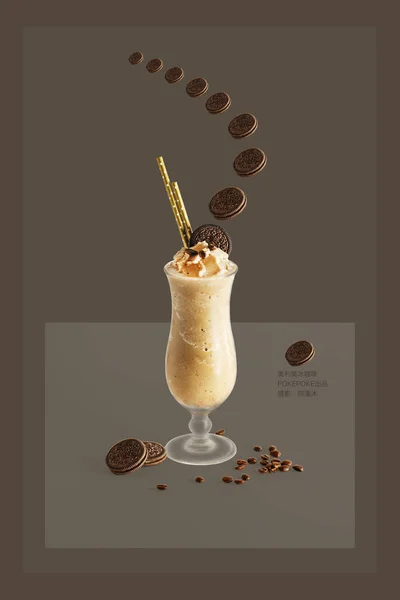 coffee latte with chocolate and cinnamon sticks on white background