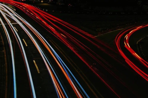 traffic light trails on the road