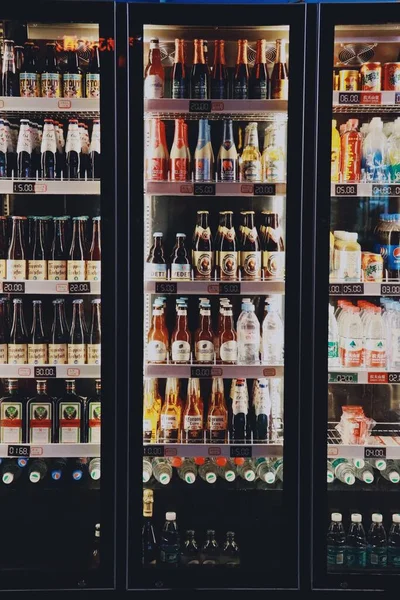 bottles of wine in the store