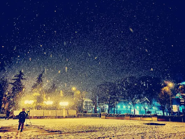 Nachtansicht Der Stadt Des Parks Abend — Stockfoto