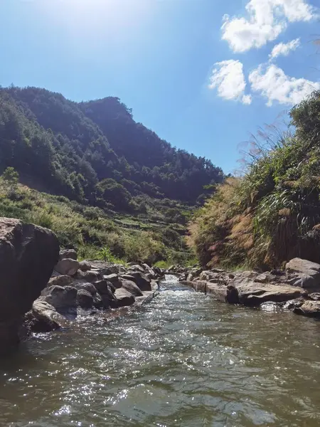 Hermoso Paisaje Con Río Una Montaña — Foto de Stock