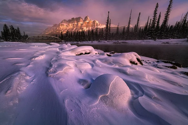 Paisagem Inverno Com Neve Gelo — Fotografia de Stock