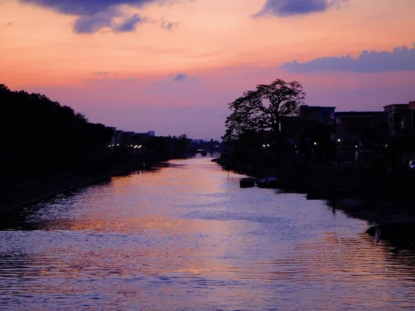 stock image beautiful sunset over the river