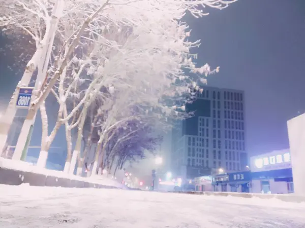 Schneesturm Winter Der Stadt — Stockfoto