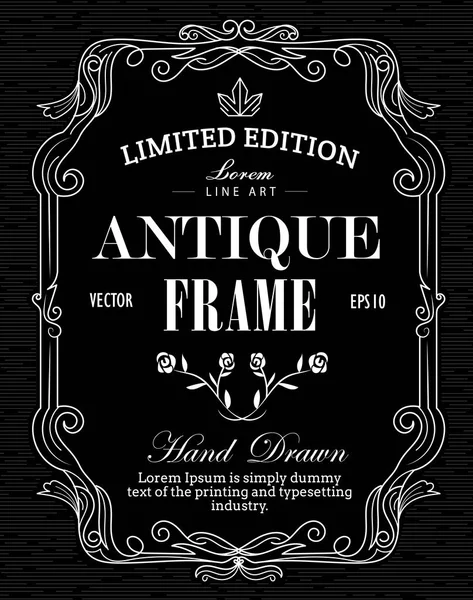 Antique Frame hand drawn label blackboard western vintage banner — Stock Vector