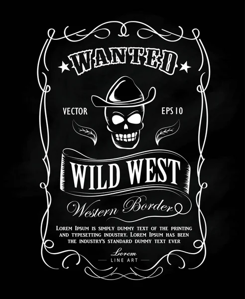 Vintage frame label blackboard hand drawn western border vector — Stock Vector