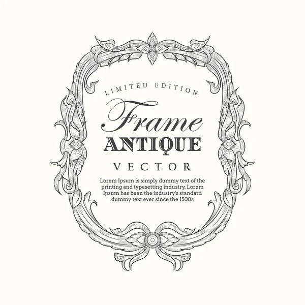 Antique frame hand drawn vintage label banner elegant flourishes — Stock Vector