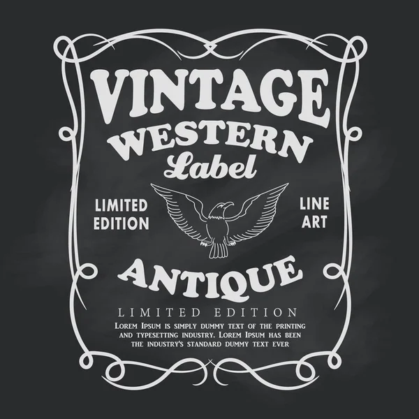 Western hand drawn frame label blackboard vintage banner vector — Stock Vector