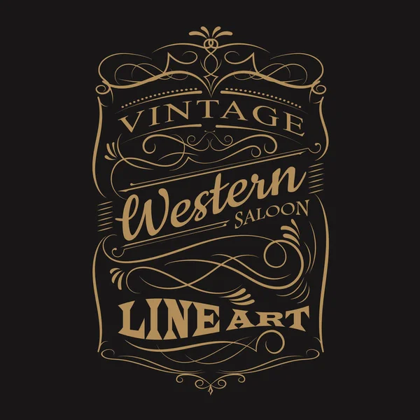 Vintage etiqueta tipografia ocidental mão desenhada quadro t-shirt design —  Vetores de Stock