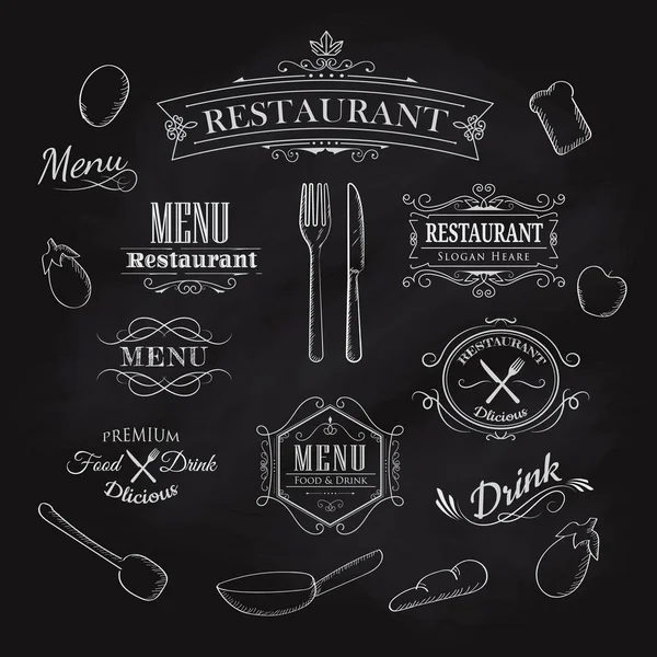 Tipografik öğe için menü Restoran blackboard vintage han