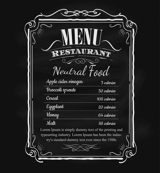 Restaurant menu vintage hand getekend schoolbord frame label vector — Stockvector