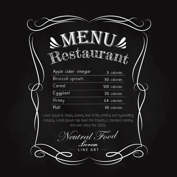 Schoolbord restaurant menu hand getekend frame vintage label vector — Stockvector